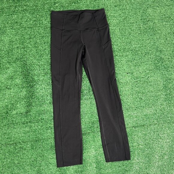 Lululemon Yoga Pants Tech Pockets Tight 22” - Black- Cropped Leggings Size 4 - Picture 1 of 13